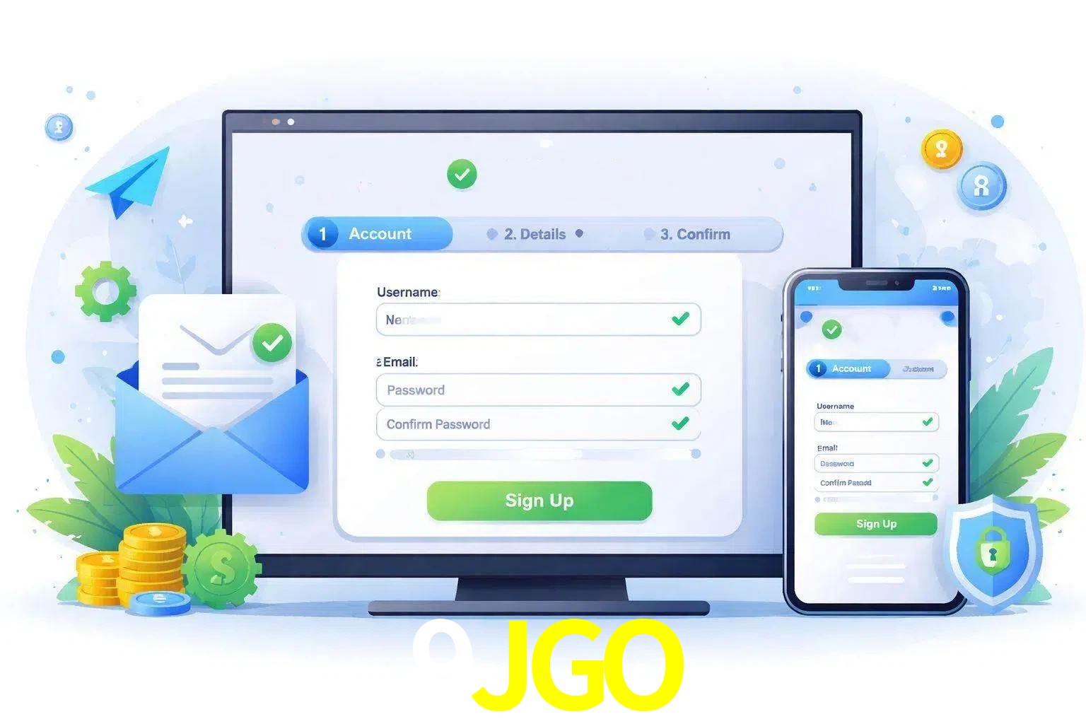 Registro de nuevo usuario y configuración de cuenta 9JGO